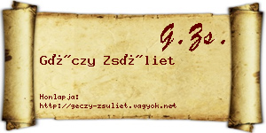 Géczy Zsüliet névjegykártya